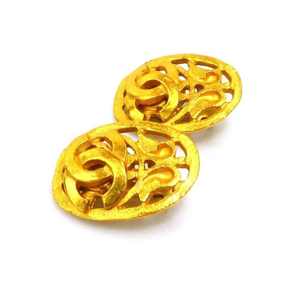 CHANEL Authentic Gold Logo Earrings - Picture 2 of 5